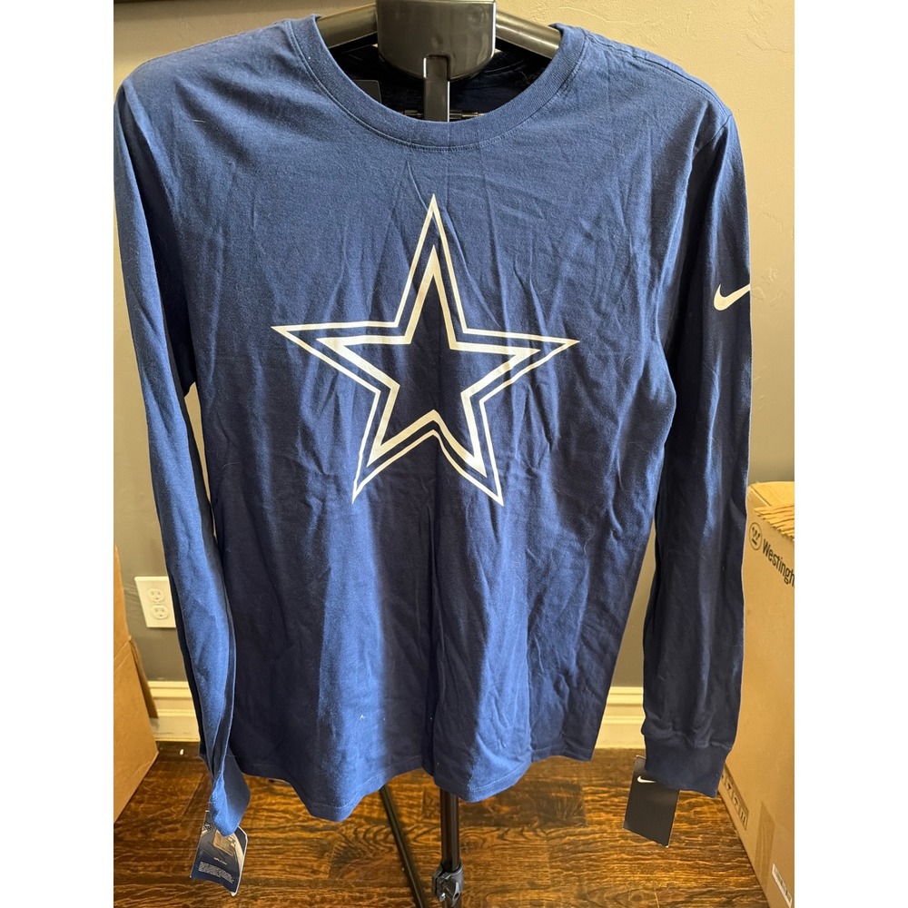 Nike Dallas Cowboys Long Sleeve T-Shirt Mens Medium Navy Blue Star NFL NWT Tee